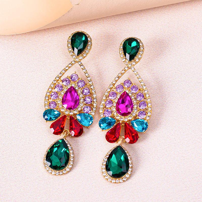 

Pinkdudu Teardrop Dangle Earrings Rhinestone Accent Vintage Earrings Classic PD1052