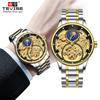 TEVISE Watch for Men Automatic Mechanical Wristwatch Fashion Skeleton Moon with Diamond Luxury Watch Business Gift for Men