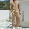 Completo da due pezzi con camicia alla moda e pantaloni casual da uomo in tinta unita estivo