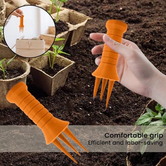 Handheld Soil Aerator 3-Spike Soil Loosening Tool Manual Mini Soil Aerator for Houseplants Small Flower Beds Vegetable Patches