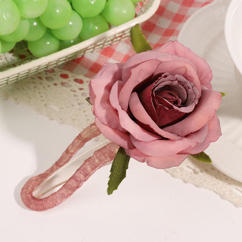 Romantic Rose Atmosphere Sweet Artificial Flower Hair Clip For Women Large Cute Duckbill Hair Accessory