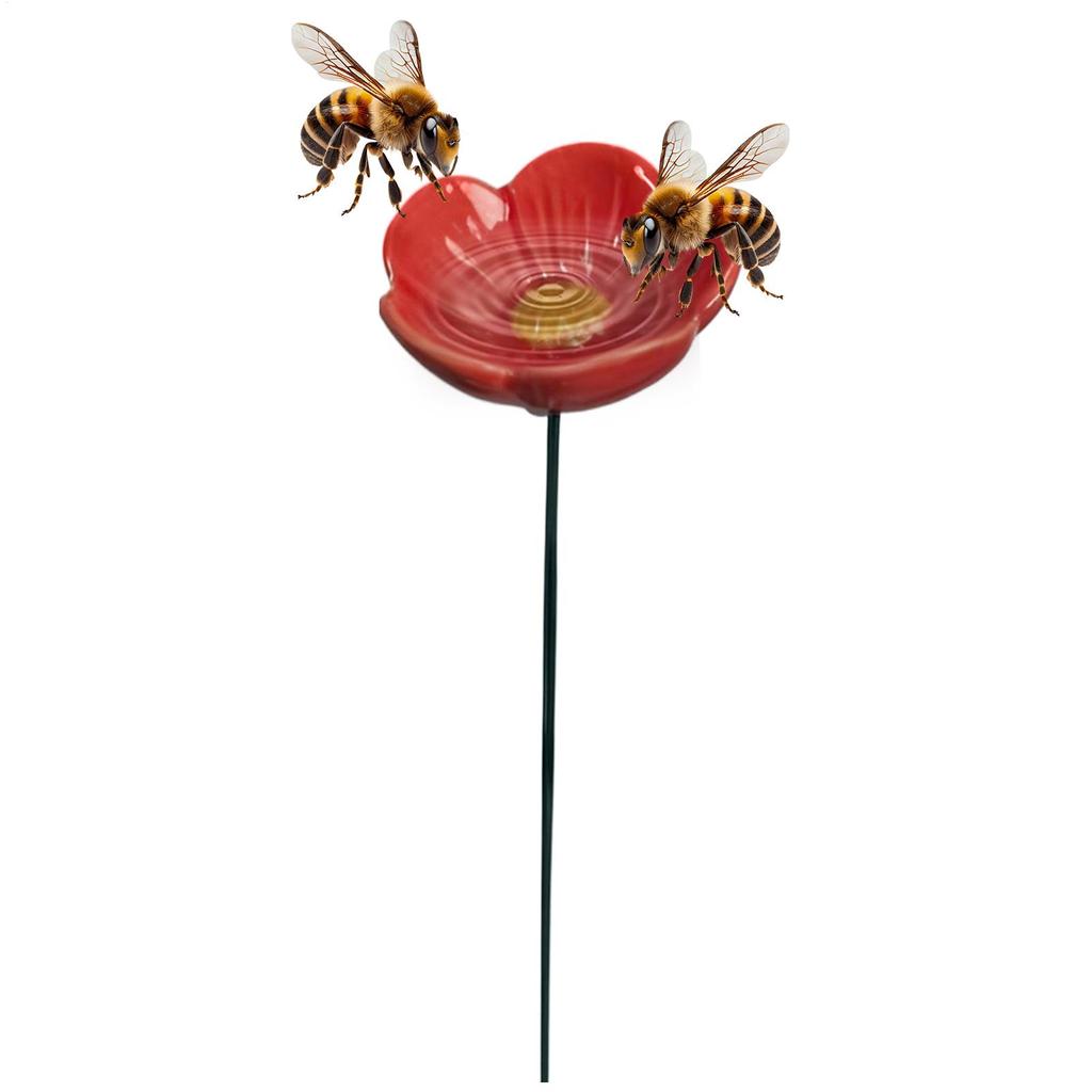 Bird Water Bowl Bee Water Station Bee Bath Colorful Ceramic Waterer Butterfly Drinking Station Flower Drinking Fountain Holder