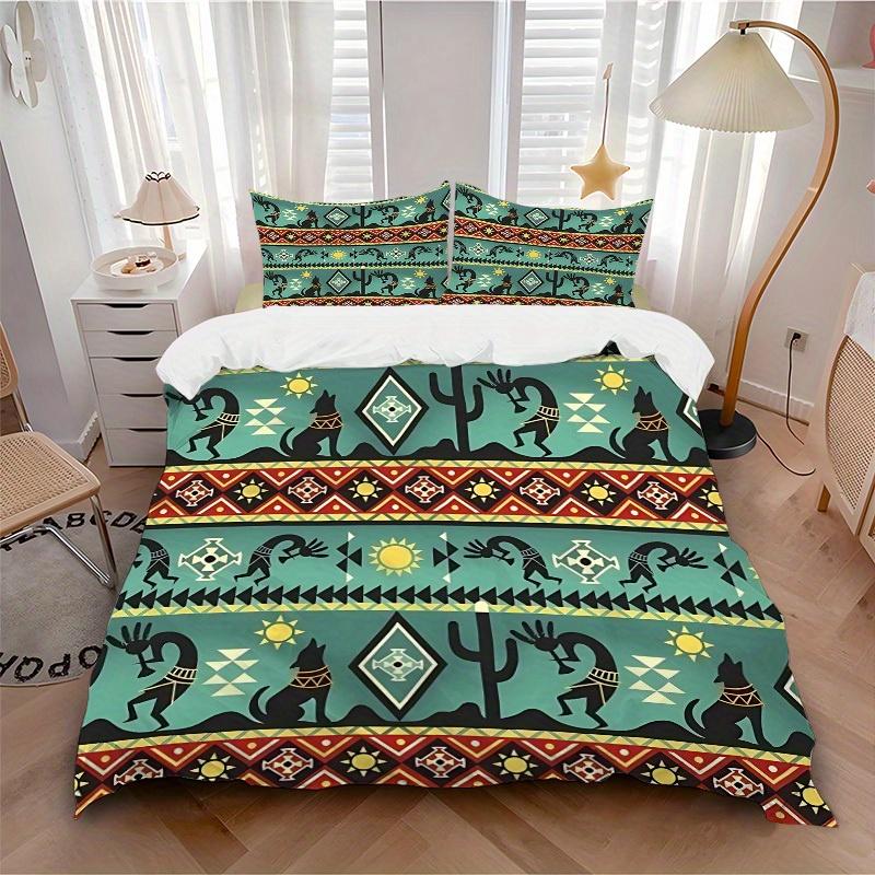 

3pcs Navajo Pattern Soft Comfortable Bedding set, For Bedroom, Guest Room And Dorm, All - Season Use, High-Definition Printing148 135x200cm
