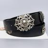 Cintura Nera in Pelle Punk Teschio Stile Strada Americano