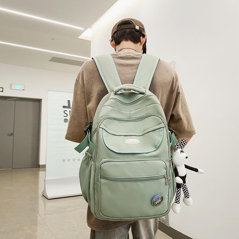 Schoolbag Solid Color Simple Korean Edition Campus Casual Backpack Large Capacity Middle and High School Student Backpack Lightweight Couple Travel