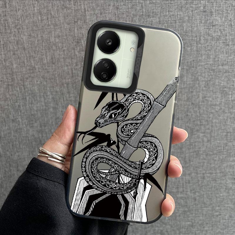 Phone Case For Xiaomi Redmi Note 14 Pro 13 12 11 10 12 13C 14C A5 A3 Shockproof Black Spider Element Animal Design Korean Cover