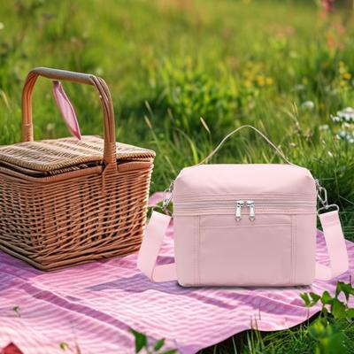 Insulated Lunch Bag for Adults Lightweight Nylon Waterproof Lunch Box with Removable Strap Thermal Double Zipper Lunch Pouch for Work Picnics Camping