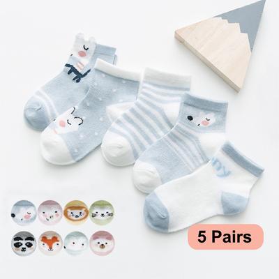 5Pairs/lot 2-12Y Children Socks Baby Socks for Girls Cotton Mesh Cute Newborn Boy Toddler Socks Baby Clothes Accessories