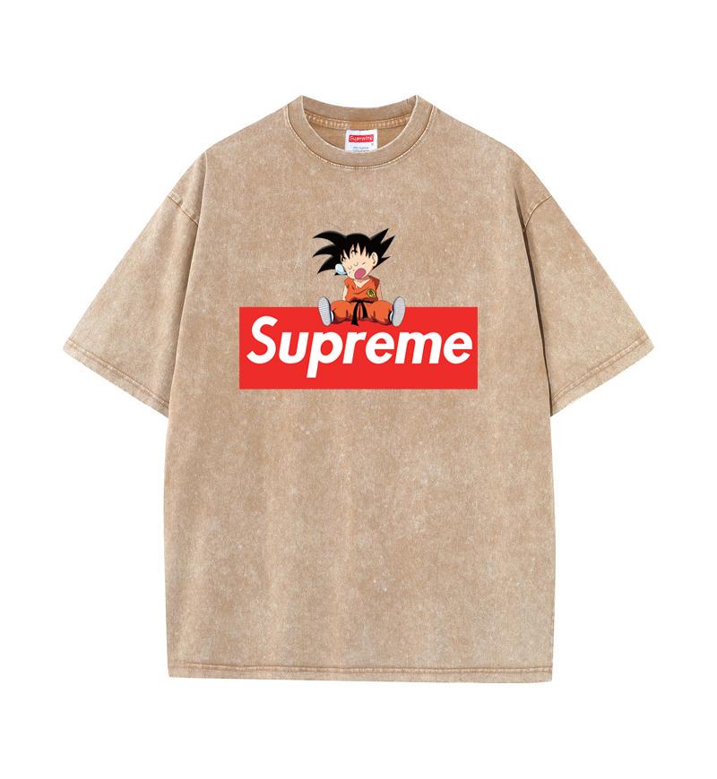 

SX-17 Supreme 2025 Summer New Washed and Worn Anime Pattern Printed Short Sleeved T-shirt Made of Cotton Loose and Retro T-shirt L хакі