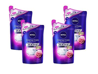 Nivea Cream Care Body French Rose 360ml X 4 Bags of Wash, Refill, (Set 4)