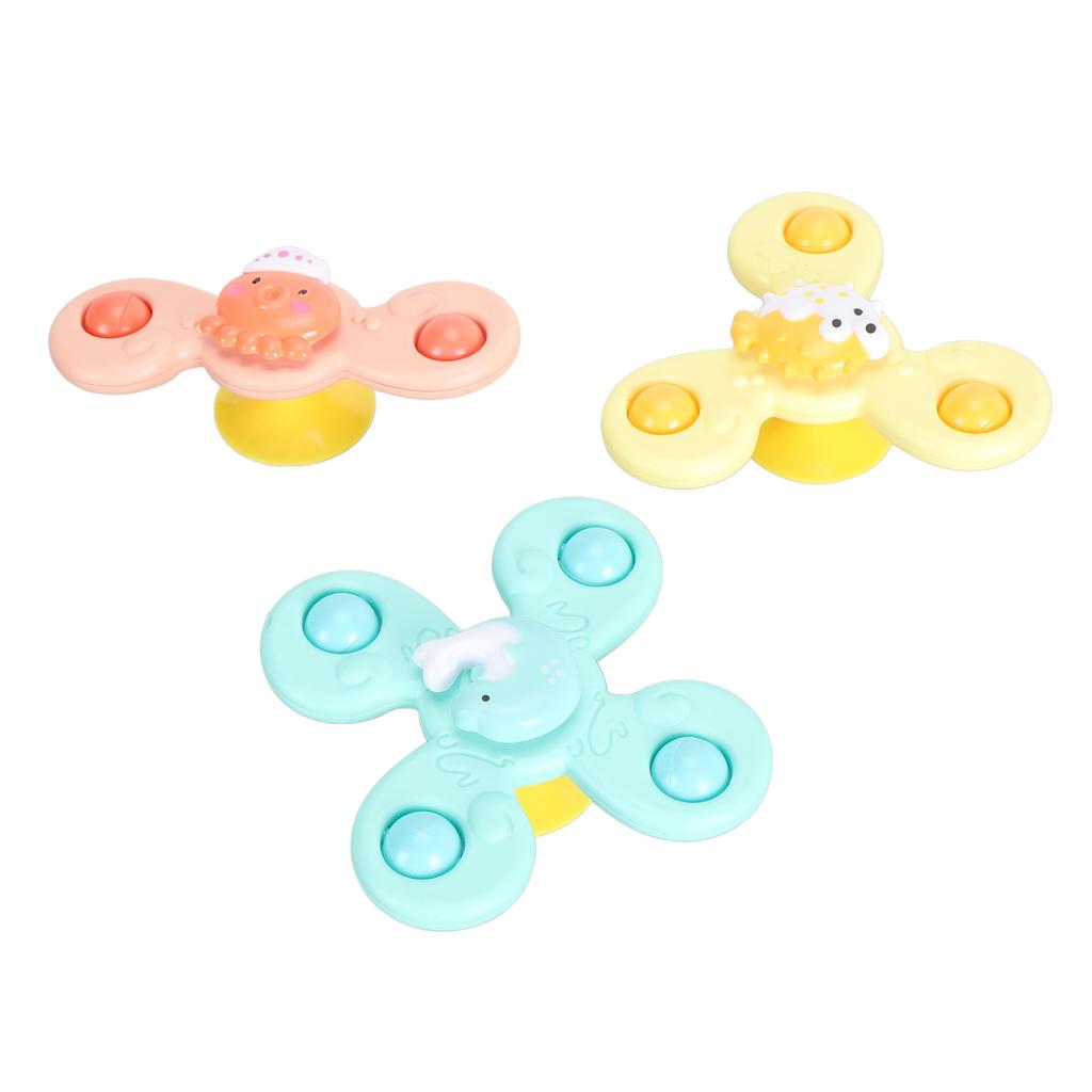 3PCS Suction Cup Rotating Toys Cartoon Animals Sucker Infant Bath Toy Set for Baby Sensory Training Daily Entertainment