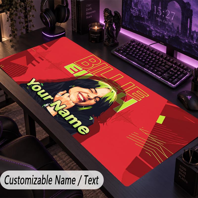 Large Mouse PadBillie Eilish Custom Name Text Personalized Desk Mat Non Slip Gaming Pad
