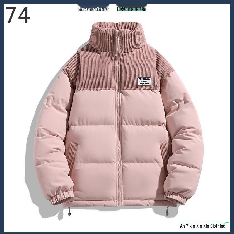 2025 Winter Trendy Stand Collar Color Block Windproof Cotton Jacket for Men and Women