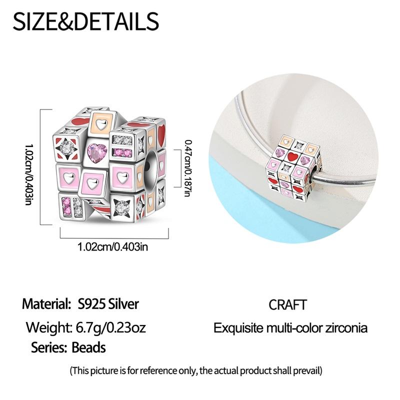 100%Stering Copper Rainbow Love Cube Charms Bead Pendant Fit Original Bracelet Diy For Women Fine Jewelry Gifts