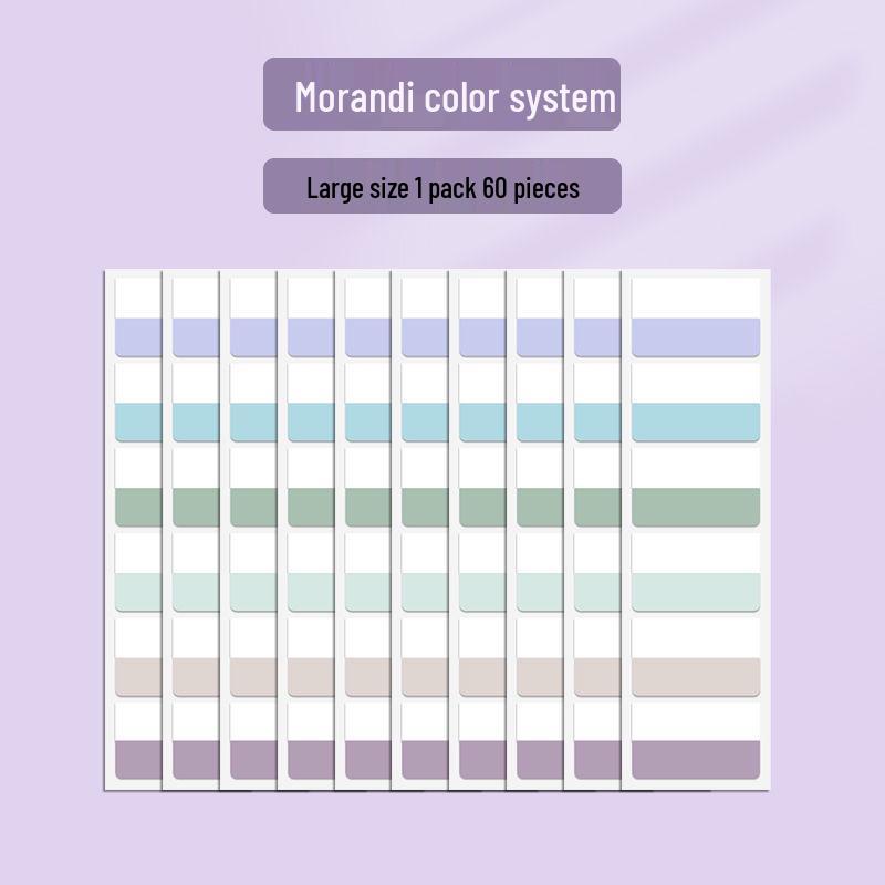 Morandi Color Transparent Sticky Note Strips - Writable Index Tab Labels for Students