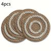 4 Pcs Flower Print Placemats 2D Round Polyester Washable Table Mats for Restaurant Home Daily Festival Use