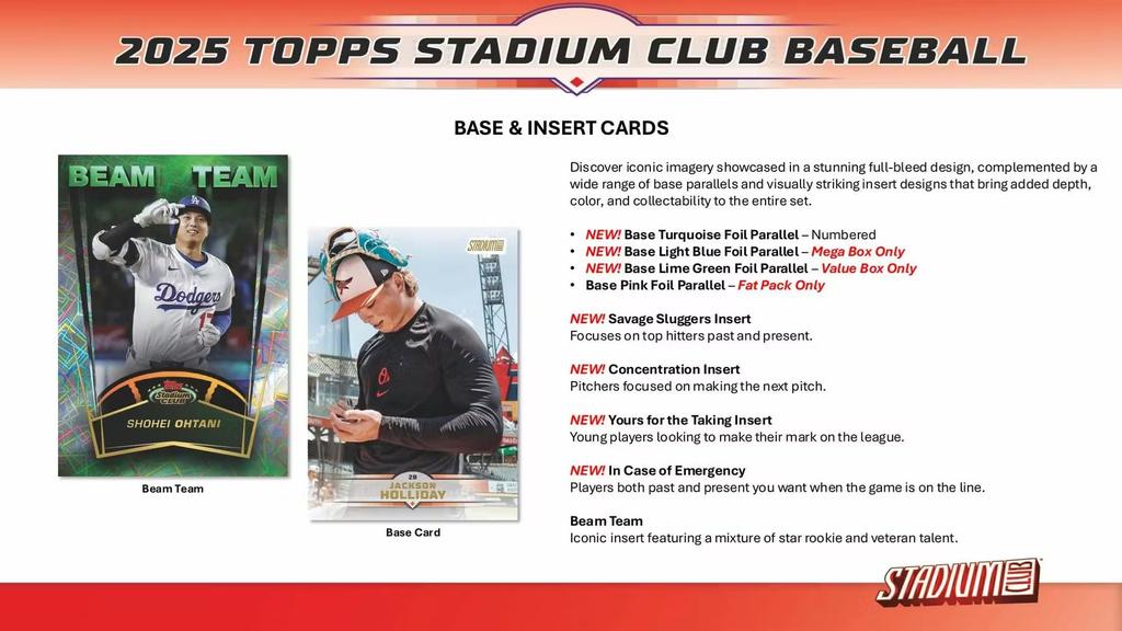 2025 Topps Stadium Club Baseball Blaster Trading Card Box Sepia Parallel per 8-Pack (1 Box)