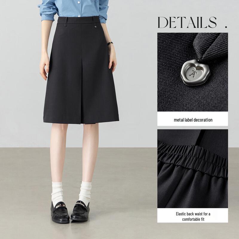 Women's Elastic Waist Pleated A-line Midi Skirt