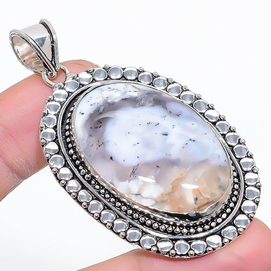 

Этническая ювелирная подвеска ручной работы с дендритом и опалом, 2,29 дюйма, VR-4142