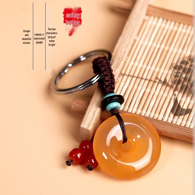 Chalcedony Pixiu Wealth Keychain & Agate Peace Buckle Pendant