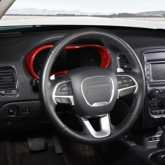 Red Carbon Fiber Dashboard Meter Cover Trim Frame For Dodge Durango 2014-