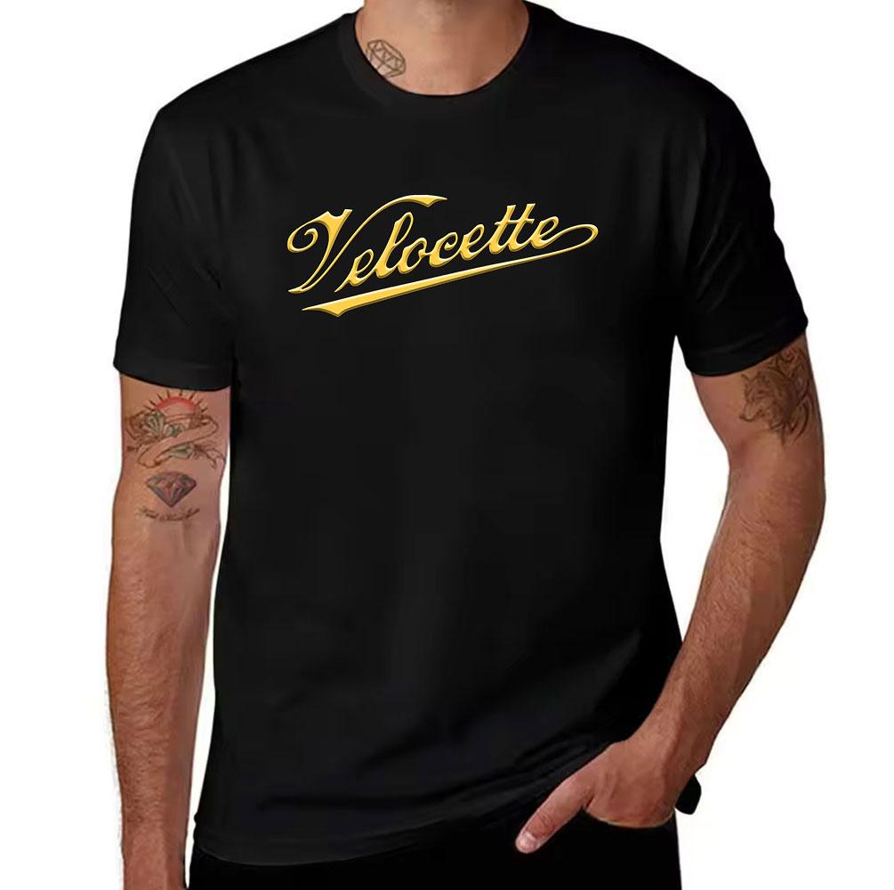 Unisexs Velocette Vintage Script Logo Pure Cotton Tshirt Classic British Motorcycle Brand Casual Tee