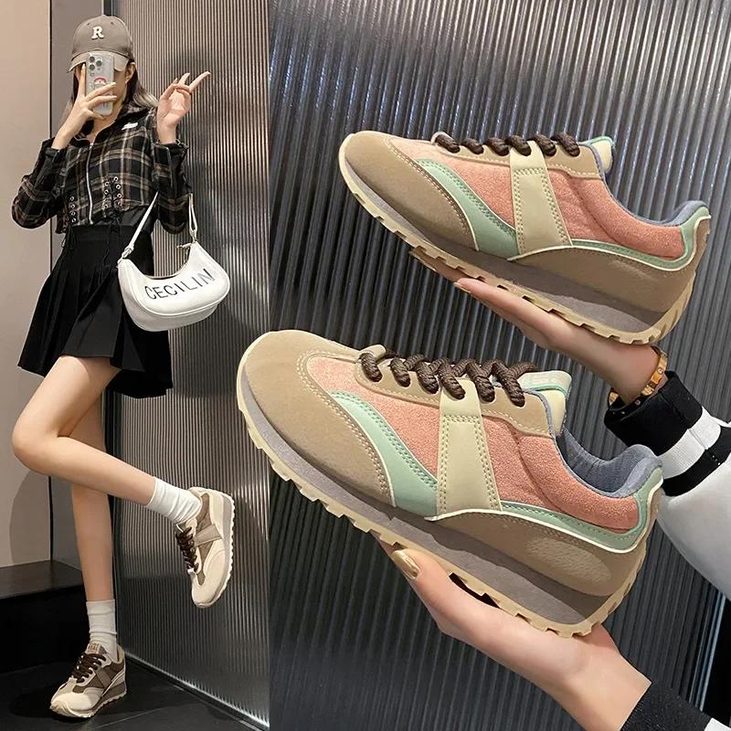 Fashion Women Casual Outdoor Sneakers  Spring Autumn Round Toe Lace Up Sports Platform Shoes Vulcanized Shoes Zapatos De Mujer