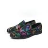 Fashion Man Embroidered Floral Loafers Men Leather Shoes British Male Wedding Party Formal Dress Shoes Slip On Mocassins Plus Size 38-46