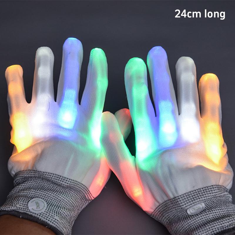Fashion Hip Hop Party Led Rave Flashing Gloves Glow 7 Mode Light Up Finger Tip Lighting Black New Holiday