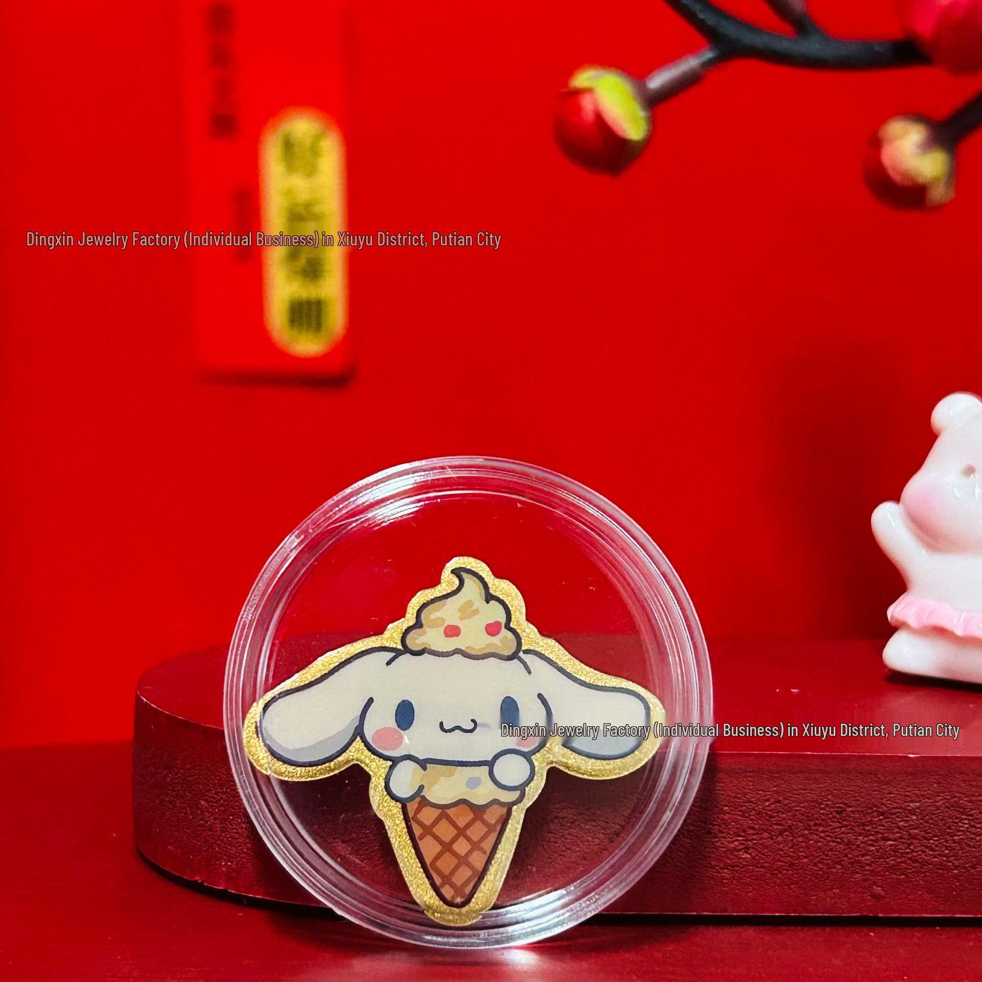 Sanrio Hello Kitty & Cinnamoroll 999 Gold Phone Stickers - Cute Cartoon Design.