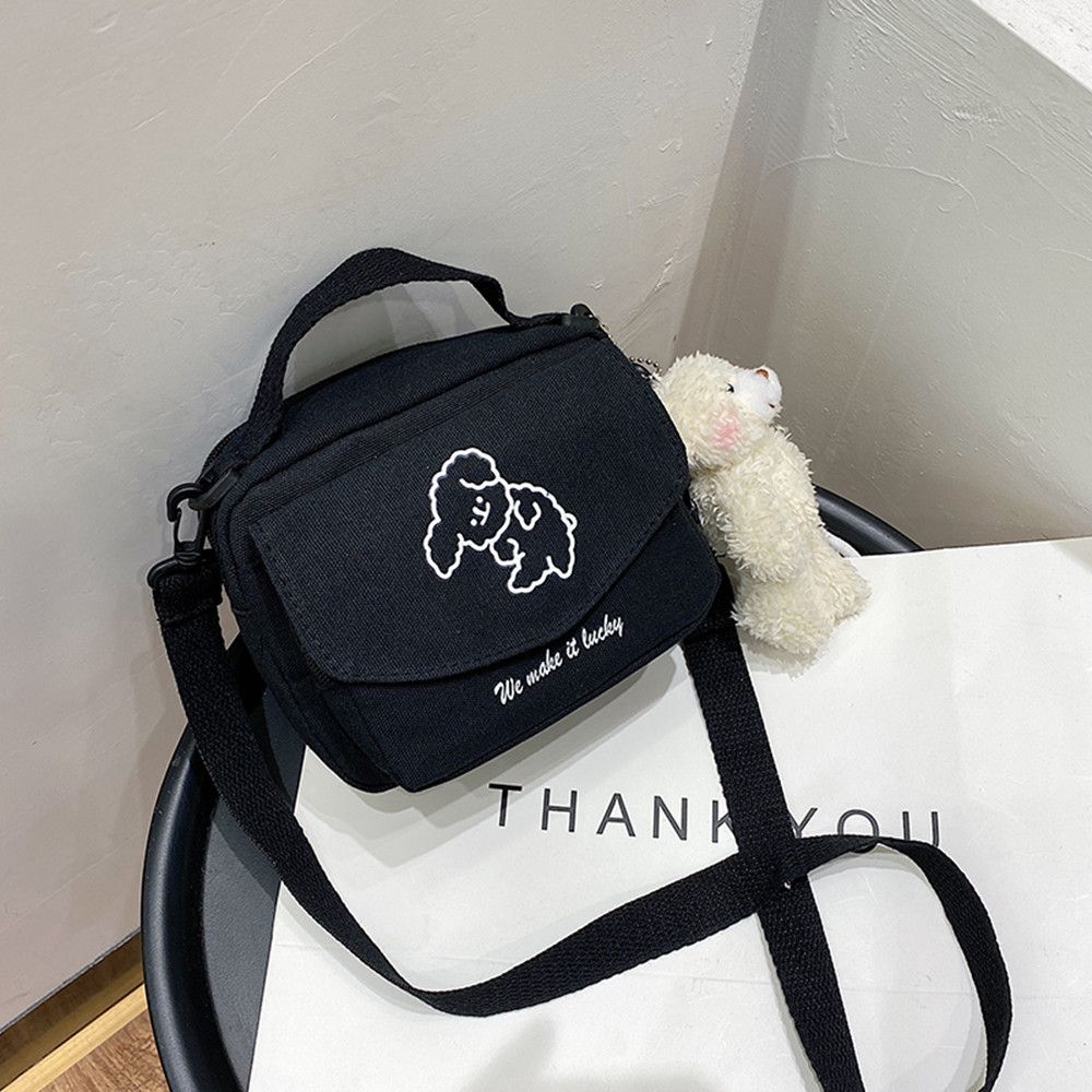 Women'S Messenger Bags Ladies Canvas Printed Cute Envelope Bag Lady Sweet Cartoon Student Shoulder Bag Small Square Flap Bags