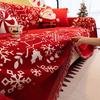  Christmas-Themed Sofa Cover All-Season Universal Full Cover Sofa Cover Red Festive Multifunctional Sofa Towel Cushion Cloth