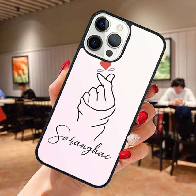 Cute Korean Saranghae I love you Phone Case For iPhone 17 Air 14 15 16 13 12 Max Cover For Apple 11 Pro Max Plus Coque