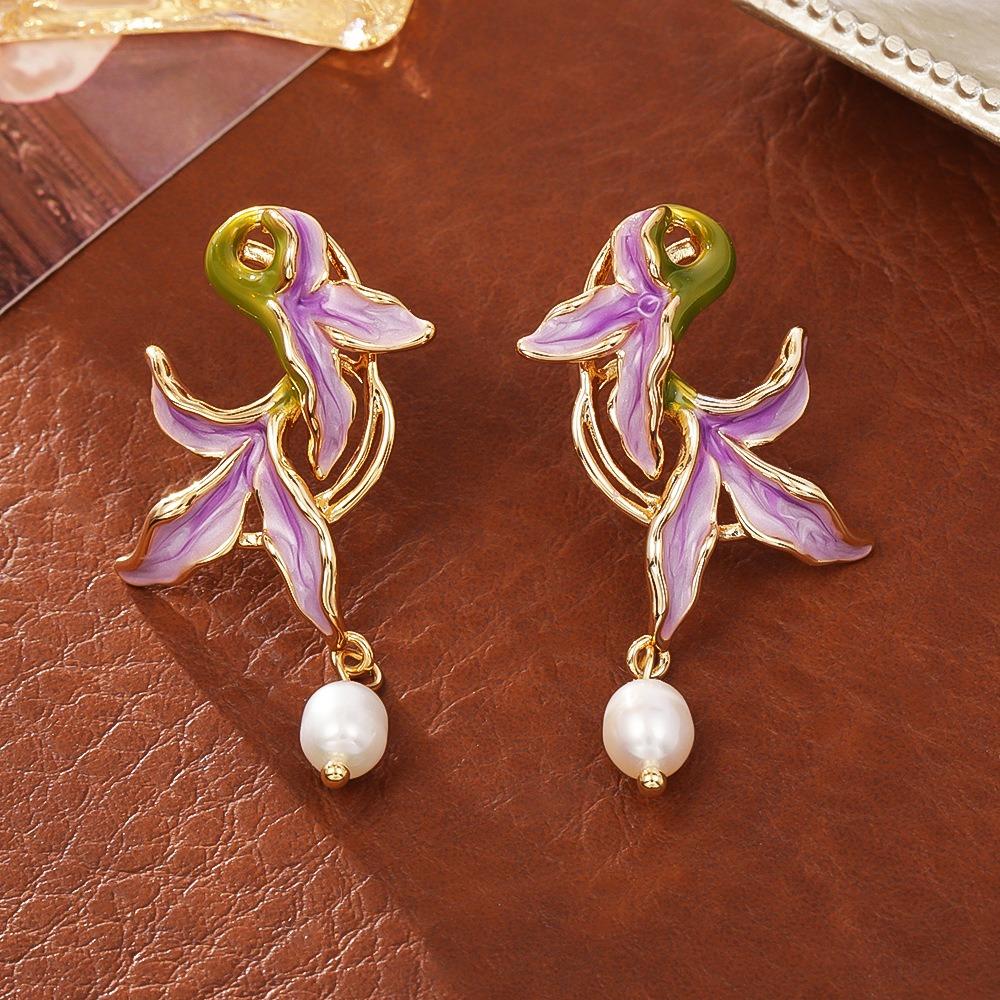 

Elegant Drip Oil Earrings Temperament Pearl Pendant Earrings Jewelry Gift