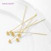 18K Gold Plated Flowers Head Pins For Jewelry,Brass Pins For Jewelry Making,Supplies For Jewelry,DIY Earrings Making Accessories