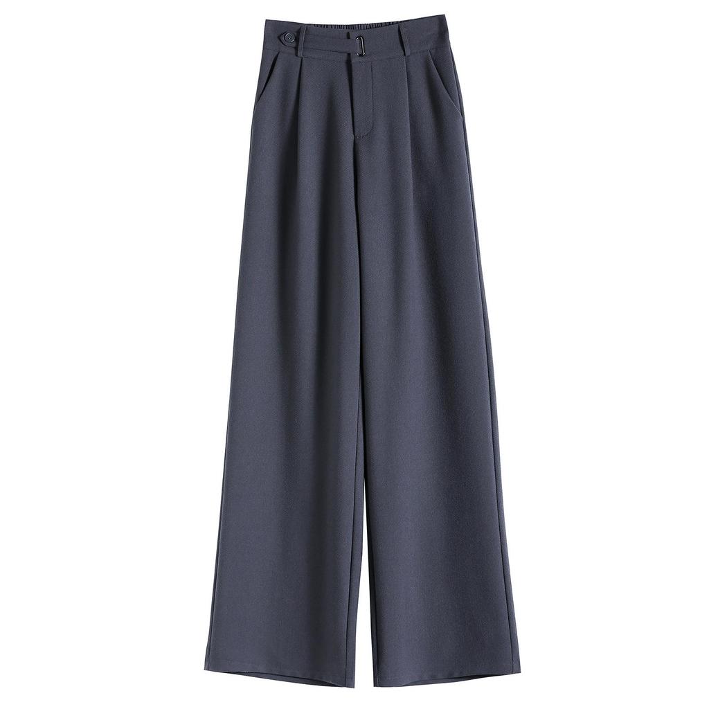 Women's Solid Color Draping Temperament Suit Pants High Waist Narrow Straight Wide Leg Pants