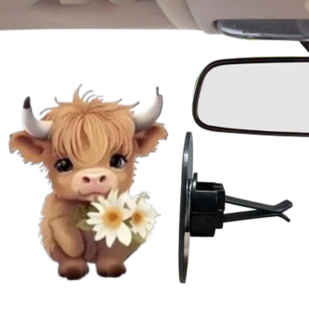 2D Acrylic Car Air Freshener Vent Clip, Cute Highland Cow Aromatherapy Diffuser for SUV Truck, Vehicle Scent Clip