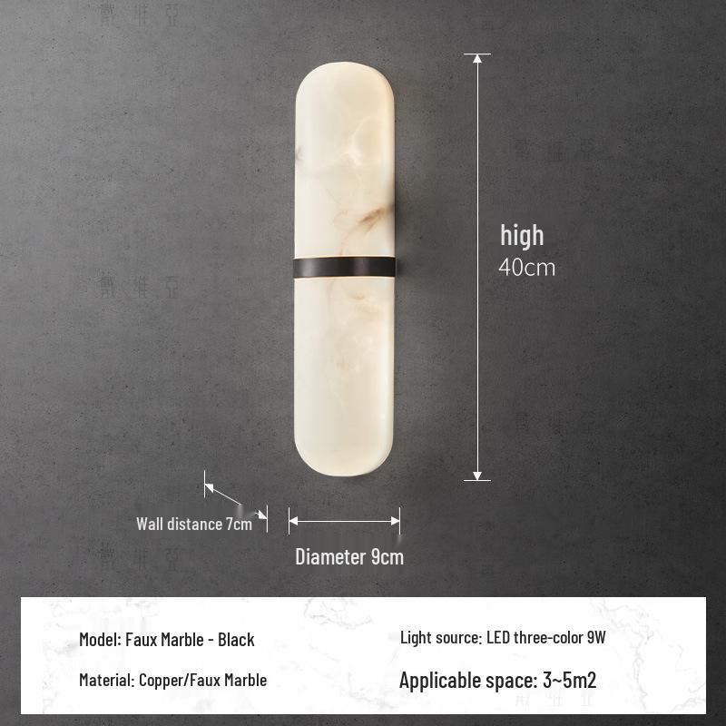 Minimalist All-Copper Wall Lamp: Luxury Marble Design for Living Room, Bedroom, or Entrance