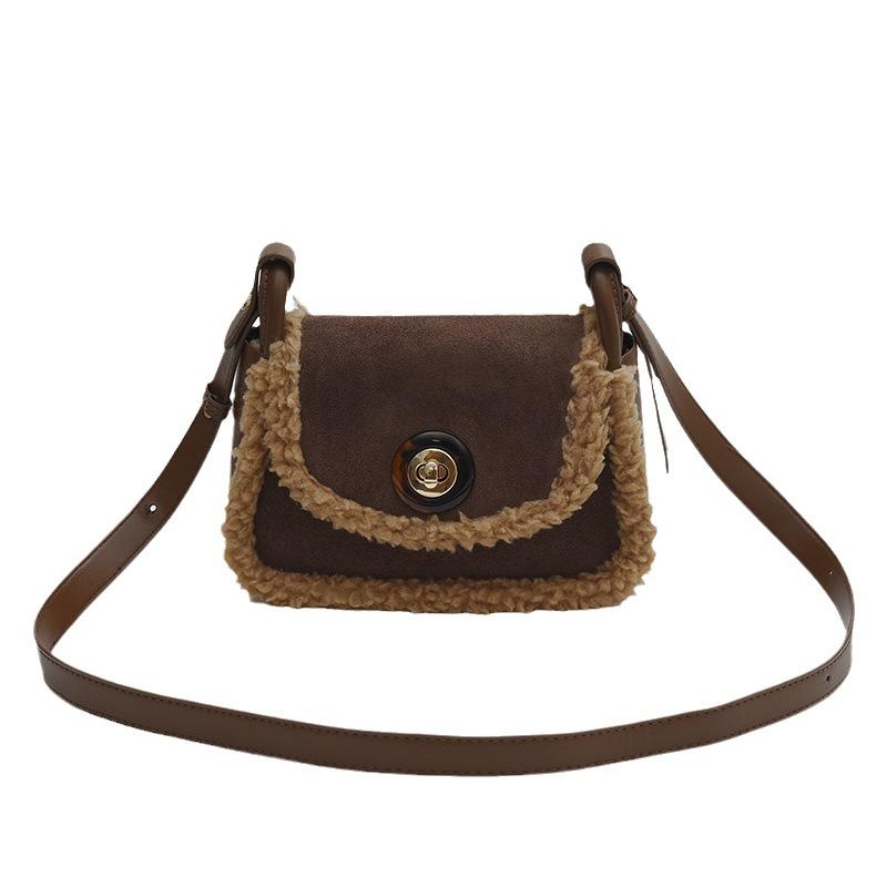 Plush bag women's autumn and winter 2025 new trendy retro handbag small square bag shoulder bag messenger bag