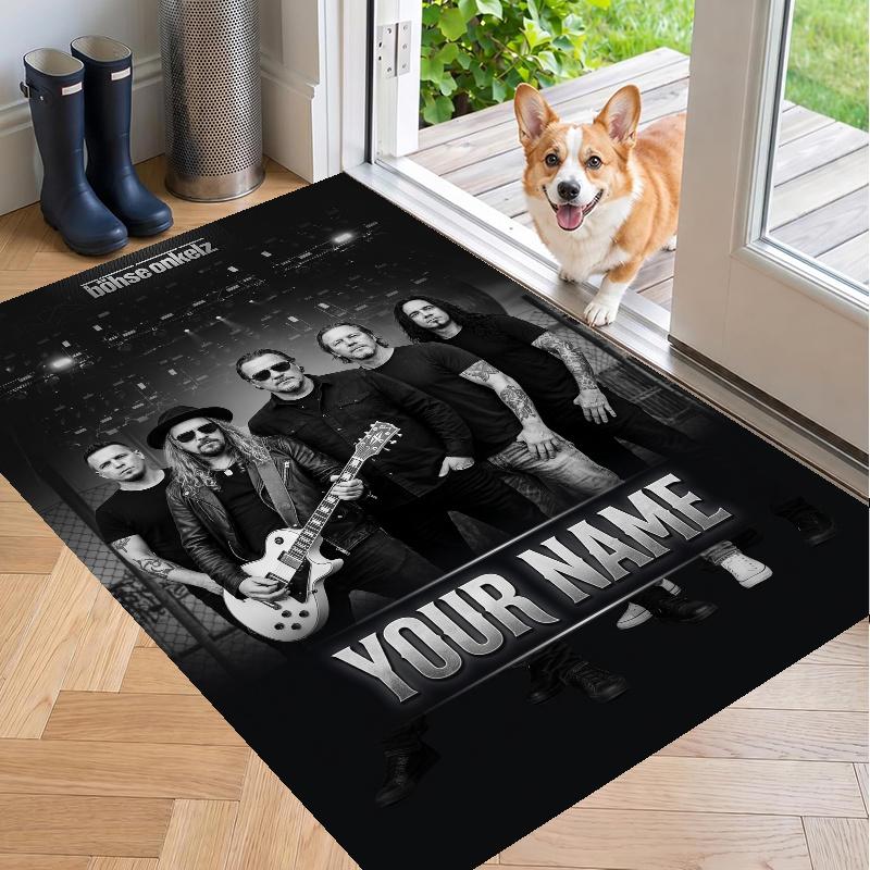 Custom Name Böhse Onkelz Crystal Velvet Floor Rug Personalized Text Soft Carpet Home Decor