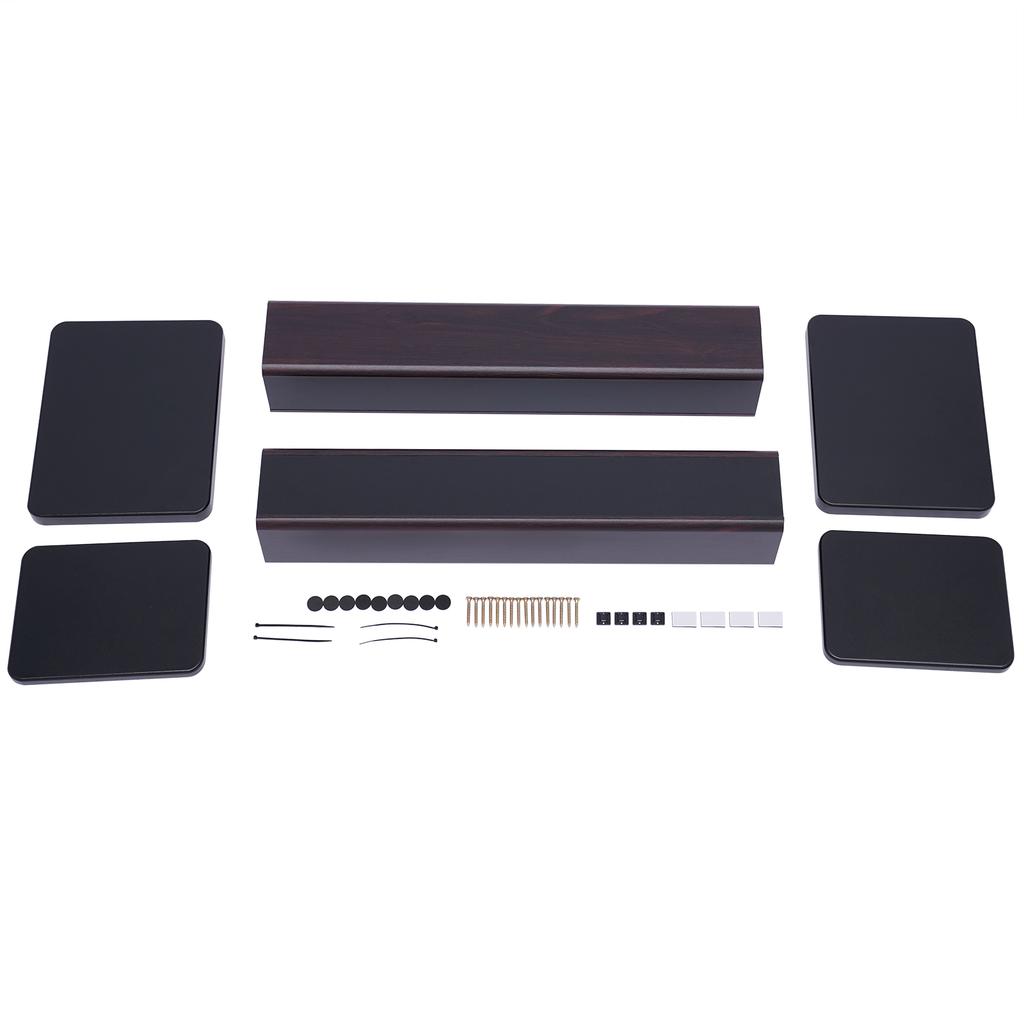 2Pcs 28" Bookshelf Speaker Stands, 15kg Heavy Duty MDF Base, Hollow Sand-Fillable Columns with Cable Clips, Black Walnut