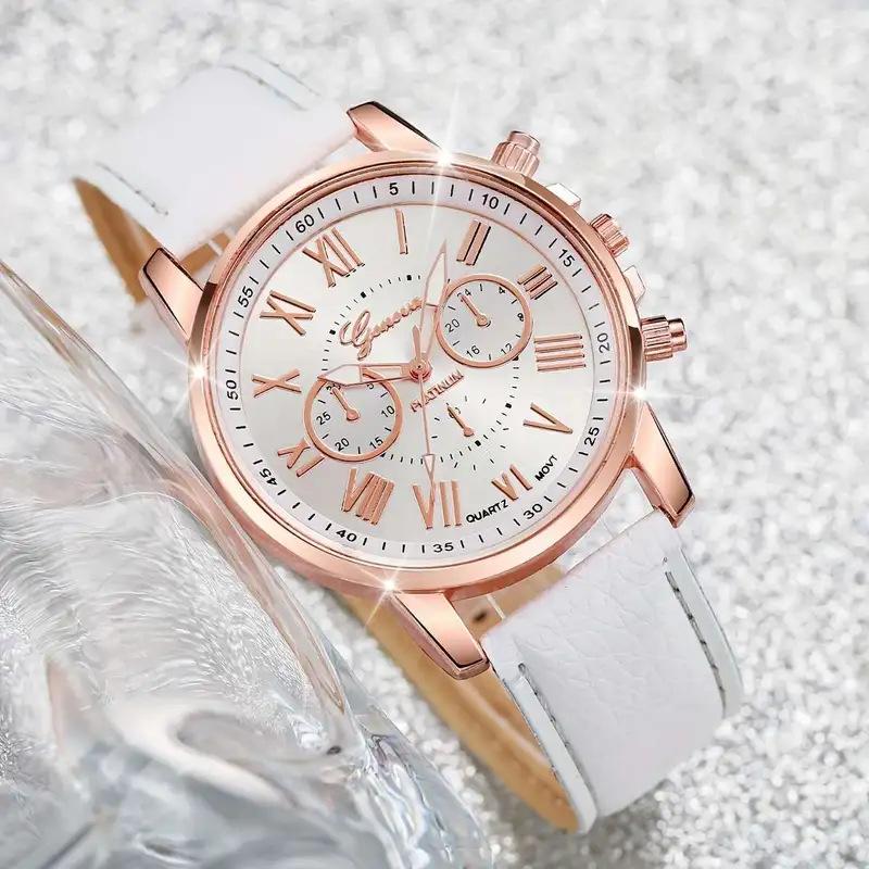 Drainage Women'S Belt Watch Geneva Quartz Strap Fashion Women'S Watch Roman Scale Hand