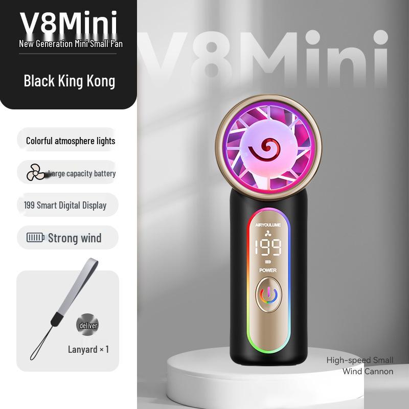 Compact High-Speed USB Handheld Cooling Fan with Digital Display 39x49x98mm