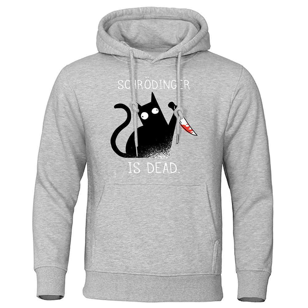 

Schrodinger Is Dead Black Cat Мужская уличная одежда для активного отдыха Удобная толстовка с капюшоном Дышащие модные толстовки Базовый свободный спортивный костюм 3XL