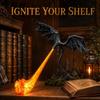 3D Printed Fire-Breathing Dragon Bookshelf Lamp Fantasy Dragon Bookshelf Decoration with Light Library Lantern Halloween Decor