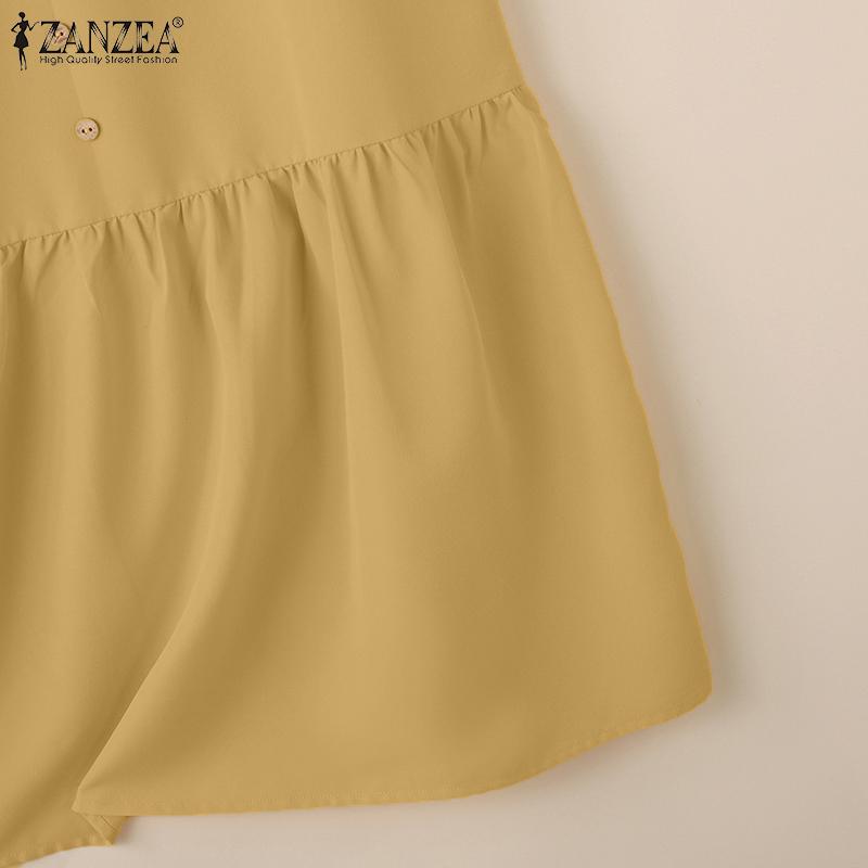 ZANZEA Women Summer V-Neck Solid Color Loose Short Sleeve Dress