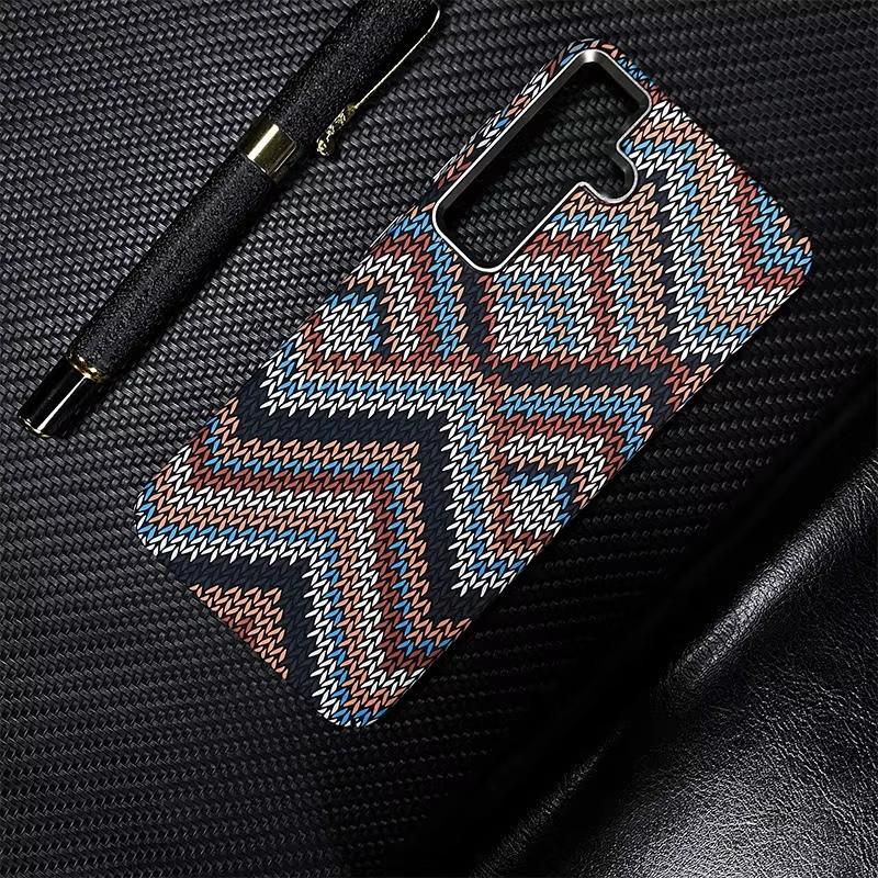 Business Retro Carbonfaser-Muster Für MagSafe Hülle Für Samsung Galaxy S26 Ultra S25 S24 S23 Kabelloses Laden Objektiv Erhöht Schutz Stoßfest Hülle