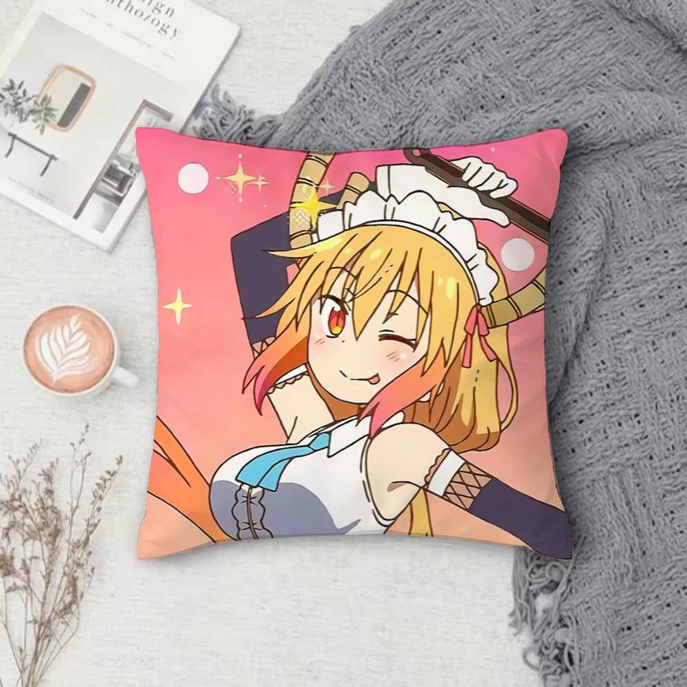 MMiss Kobayashis Dragon Maid Doublesided Printed Square Decorative Cushion Cover for Sofa Living Room Home Decor