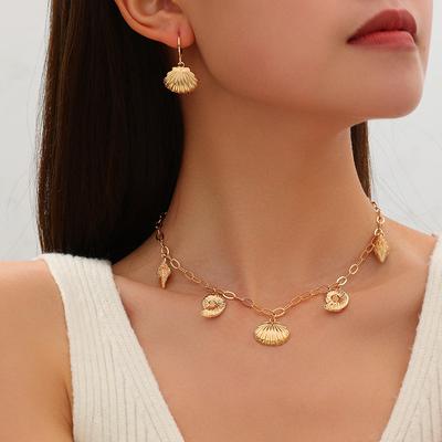 Fashion, Literary and Holiday Style, Metal Marine Life Suit, Necklace, Earrings, Daily Travel Wear