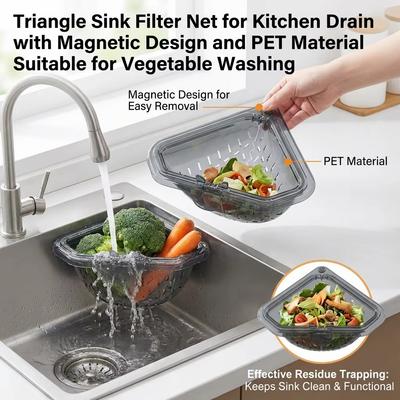 Magnetic Sink Drain Basket Triangle Vegetable and Fruit Drainage Basket Food Waste Filter Collector Kitchen Storage Organizer
